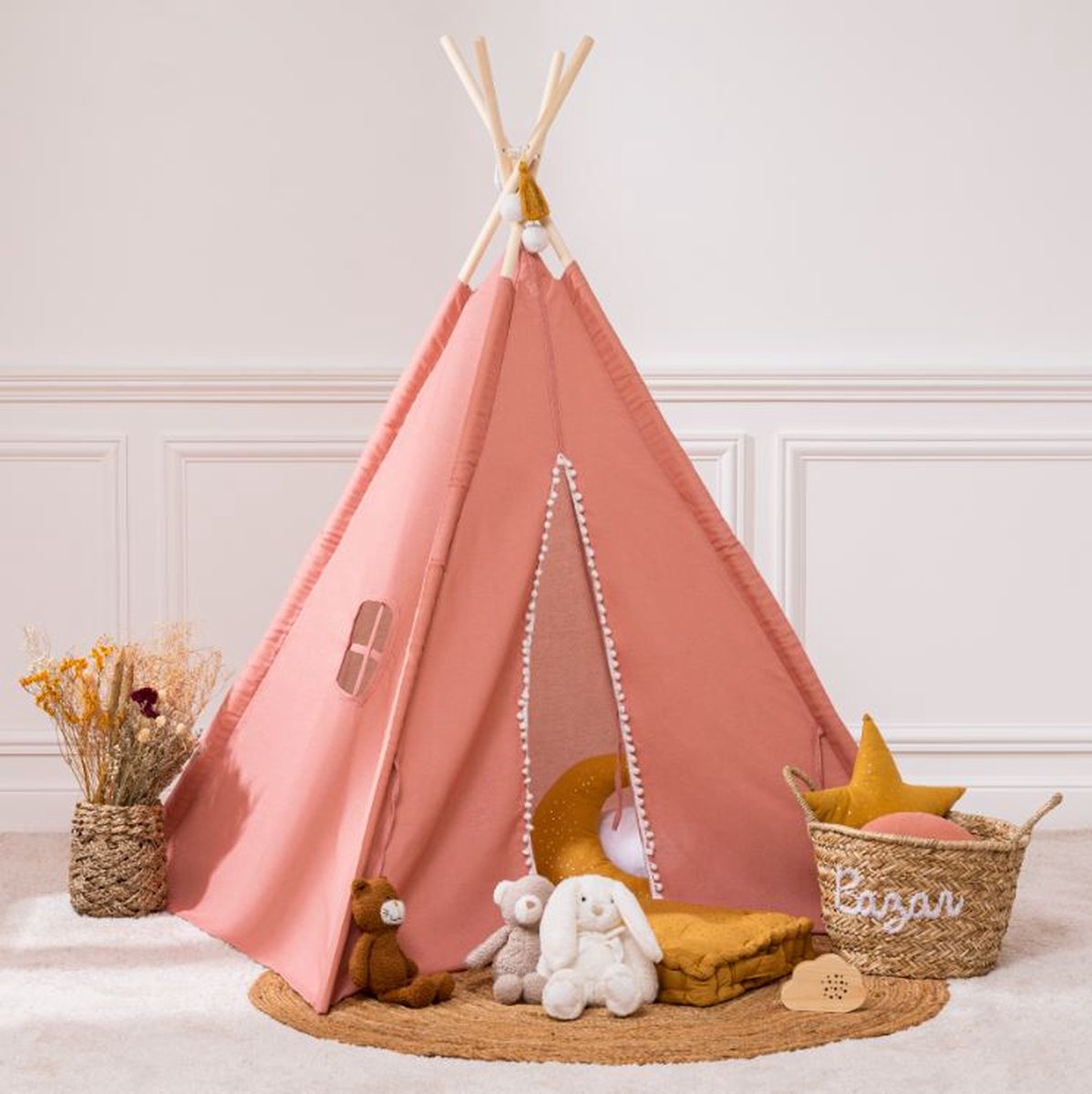 Atmosphera kids Wapi Kinder tipi - Speeltent - H160 cm - Roze