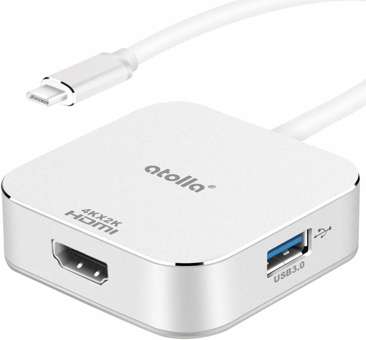 USB C HDMI Multiport Adapter - atolla C2 Type C Hub Dock with 4K HDMI Video, USB C with Power Delivery 2.0, 2 USB 3.0 Ports, for Apple Macbook 2015/2016...