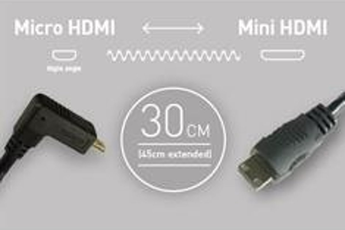 Atomos Coiled Right-Angle Micro HDMI to Mini HDMI (30-45cm)