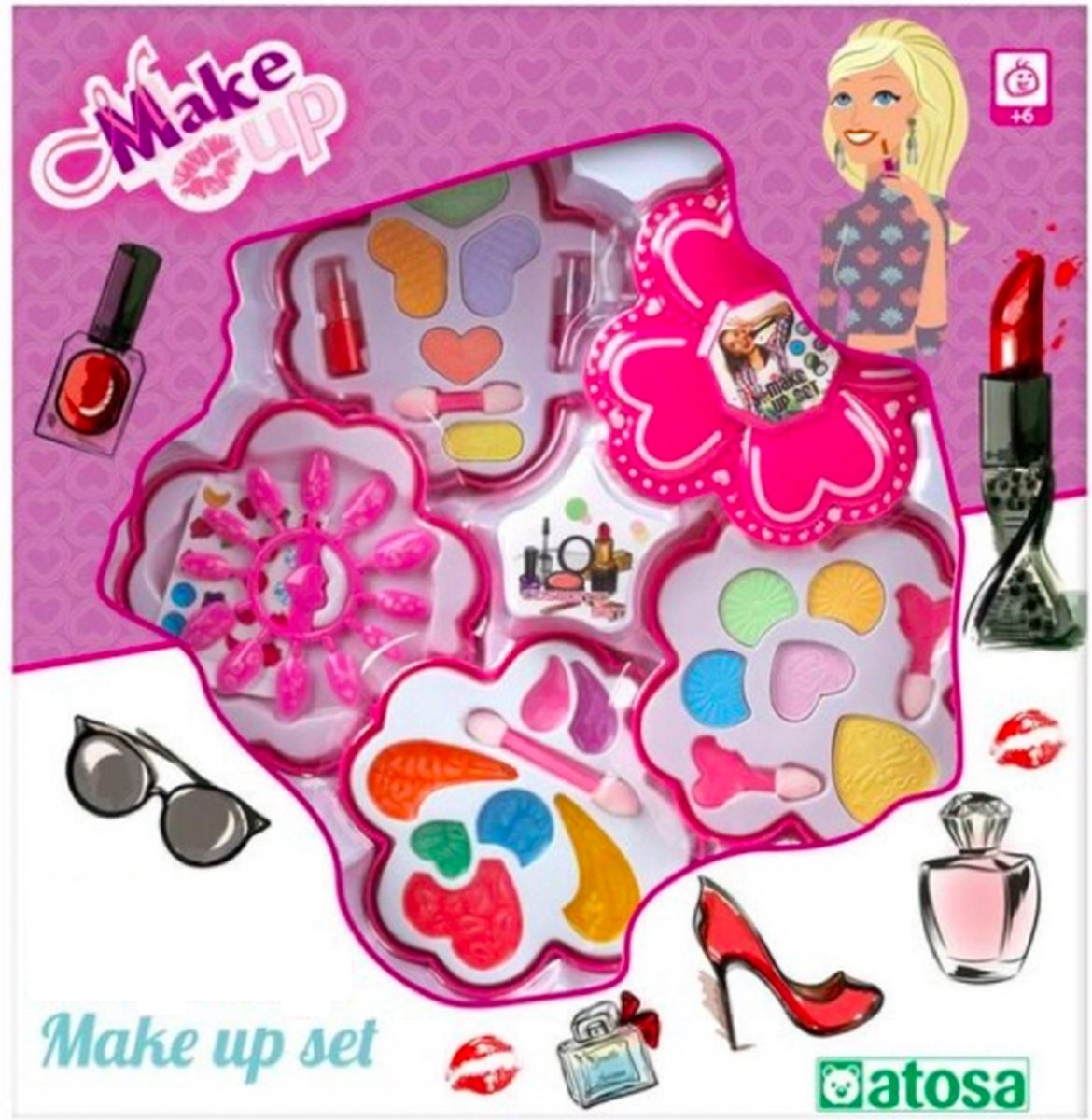 Atosa - Kinder make-up set - Speelgoed - 6 jaar en ouder - Voor meisjes en vriendinnen - Kinderen - Lipgloss - Roze