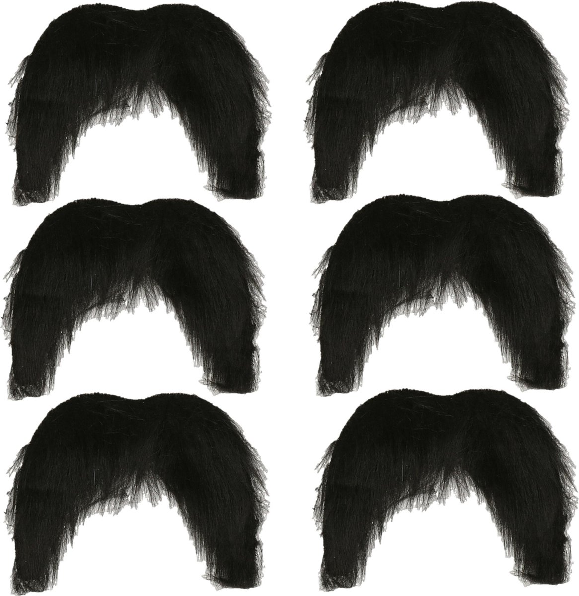 Boland Carnaval verkleed snor - 6x - Mexicaan/Cowboy/Biker - zwart - zelfklevende namaak snor/plaksnor