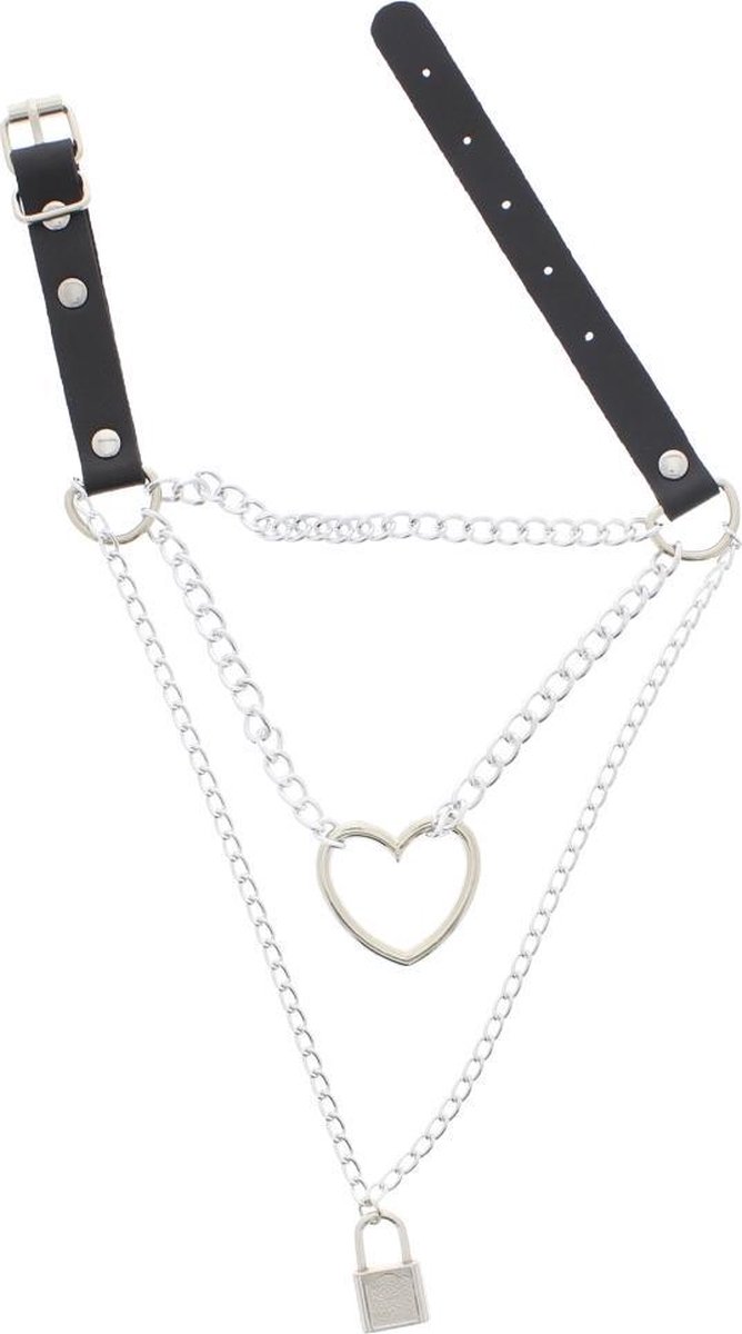 Attitude Holland Choker Heart & Lock Chain Zwart