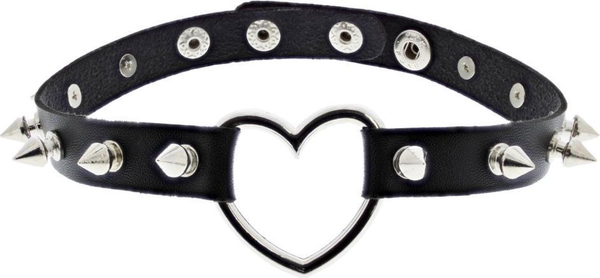 Attitude Holland Choker Heart & Spikes Zwart