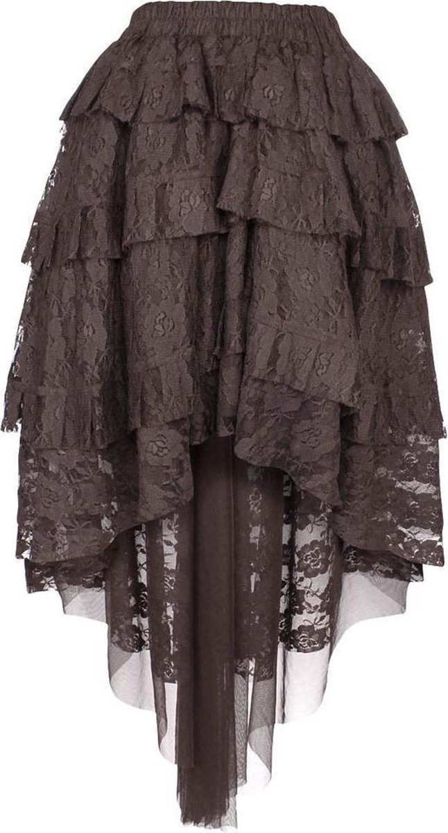 Attitude Holland High low rok -M/L- Victorian skirt Gothic, vampire, victoriaans Bruin