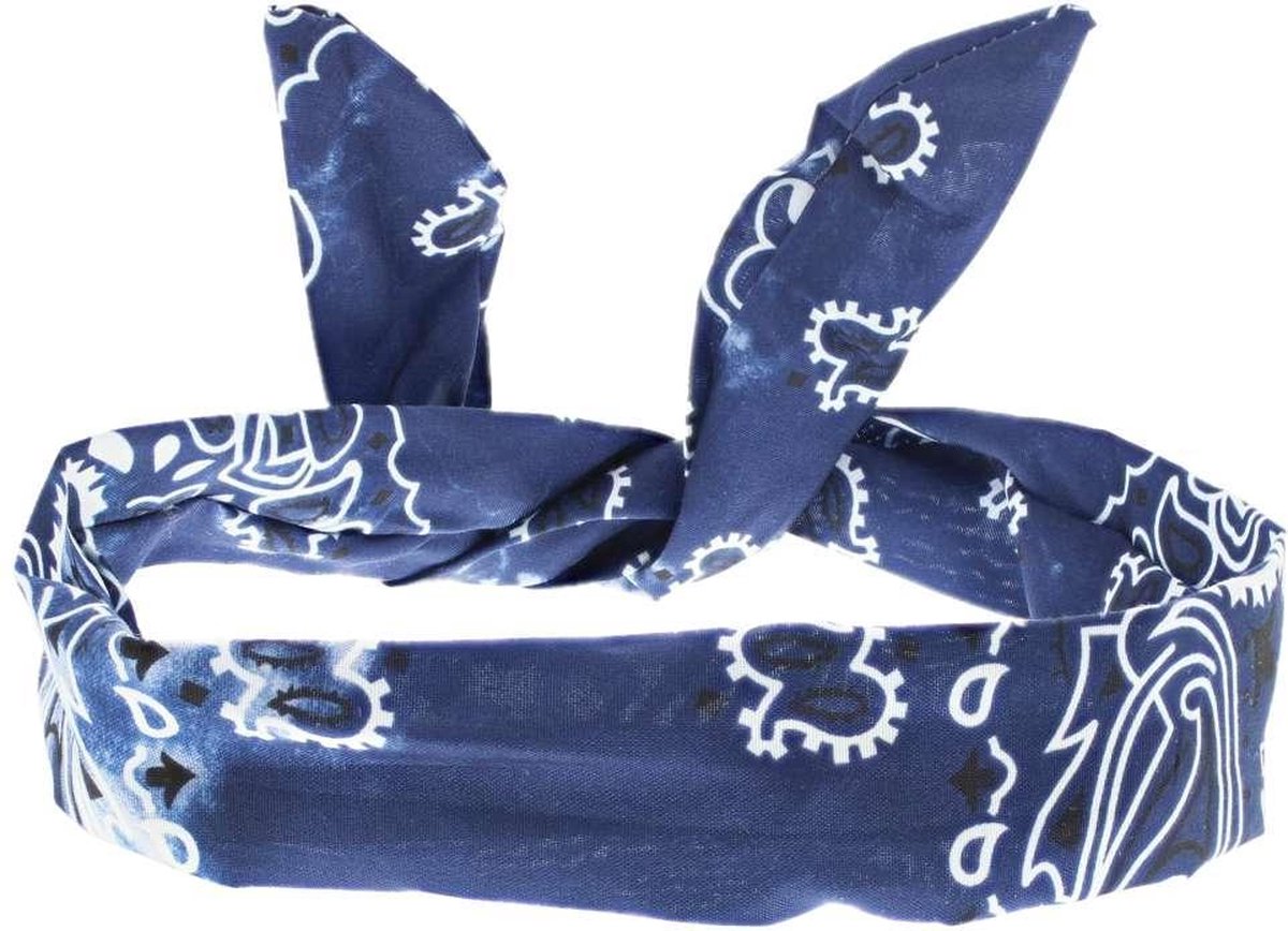 Attitude Holland Ijzerdraad haarband Navy Blue Acid Wash Tie Dye Paisley Blauw