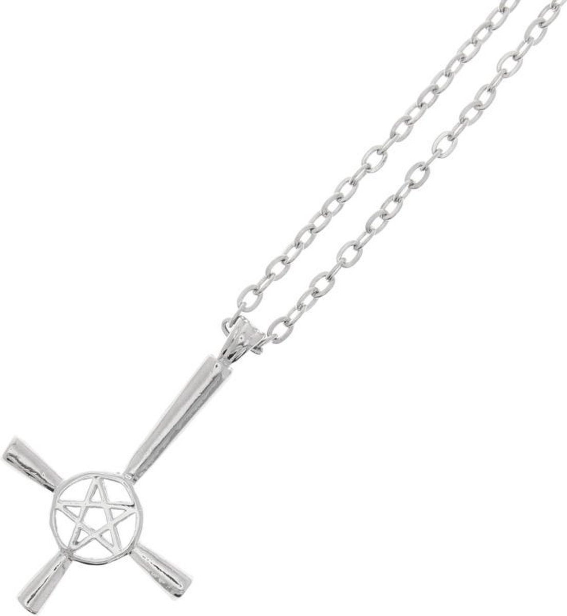 Attitude Holland Ketting Inverted Pentagram Cross Zilverkleurig