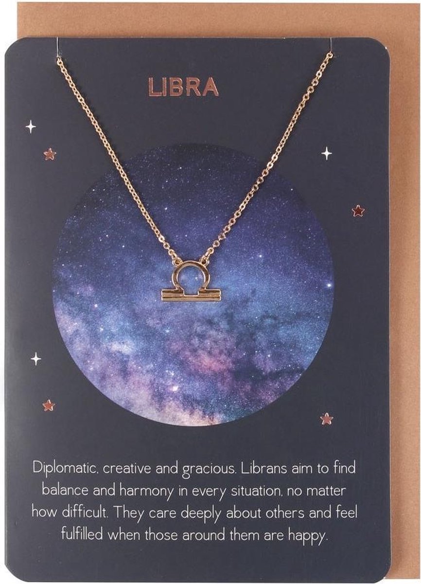 Attitude Holland Ketting Libra Star Sign Met kaart Goudkleurig