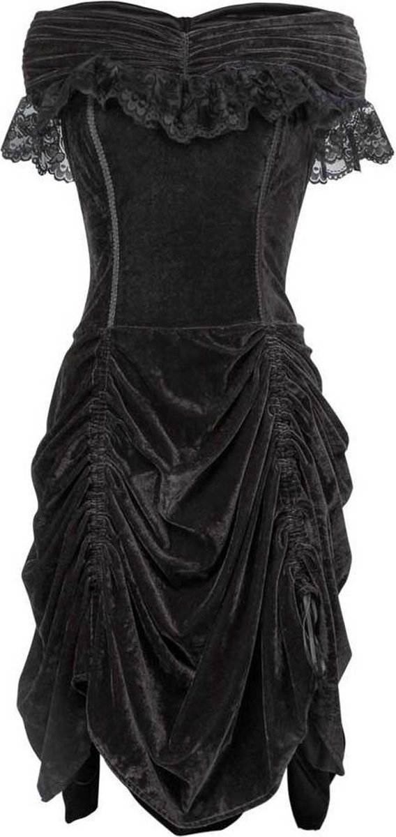 Attitude Holland Korte gala jurk -4XL- Burlesque off shoulder dress Gothic, vampire, victoriaans Zwart