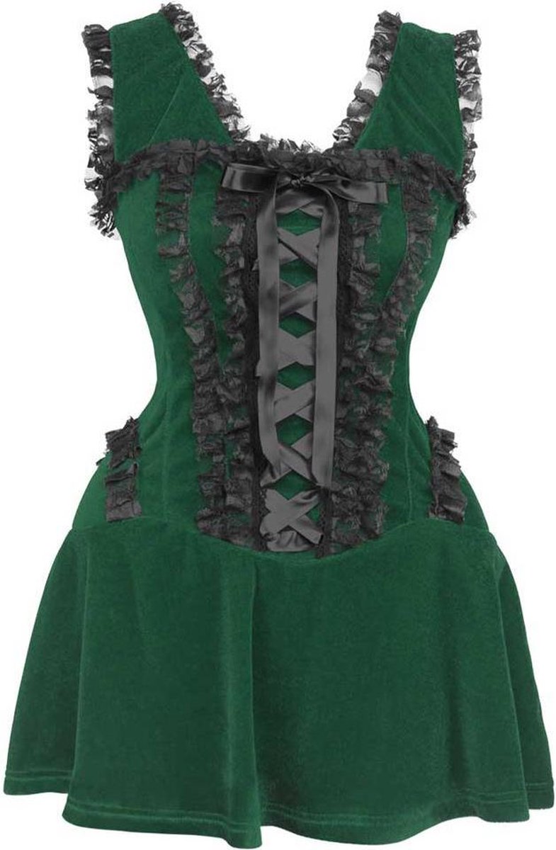 Attitude Holland Korte korset jurk -XS- Burlesque dress short Gothic, vampire, victoriaans Groen