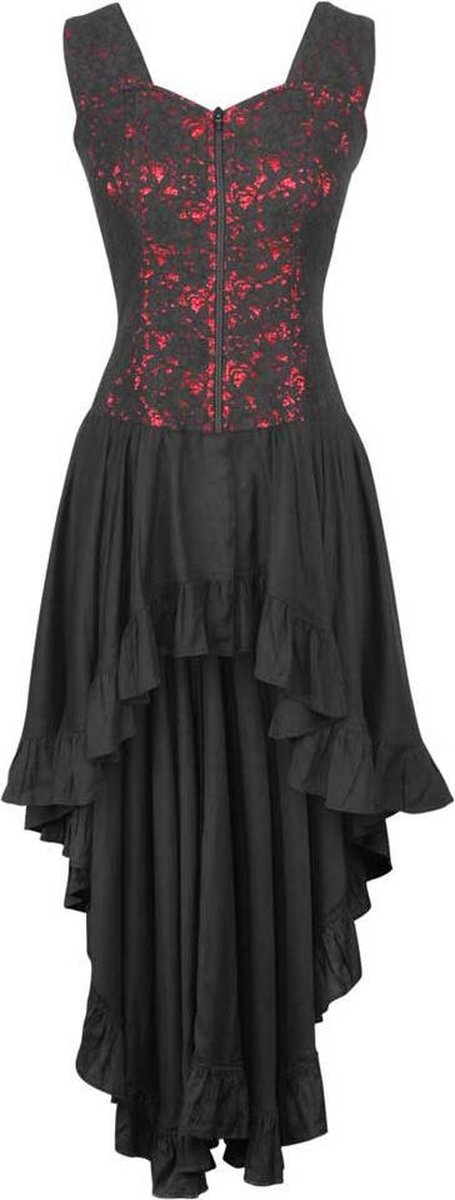 Attitude Holland Lange jurk -4XL- Gothic overlay dress Gothic, vampire, victoriaans Zwart/Rood