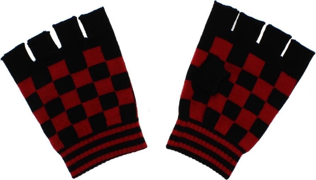 Attitude Holland Vingerloze handschoenen Checkered Short Winter Zwart/Rood