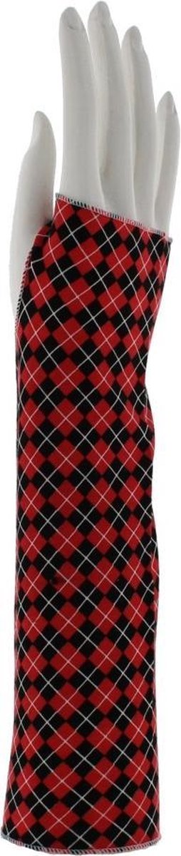 Attitude Holland Vingerloze handschoenen Red Tartan Print Long Rood