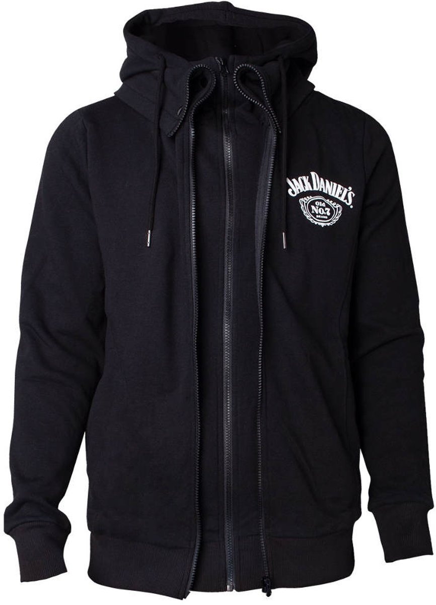 Jack Daniels - Logo heren hoodie vest met capuchon zwart - 2XL