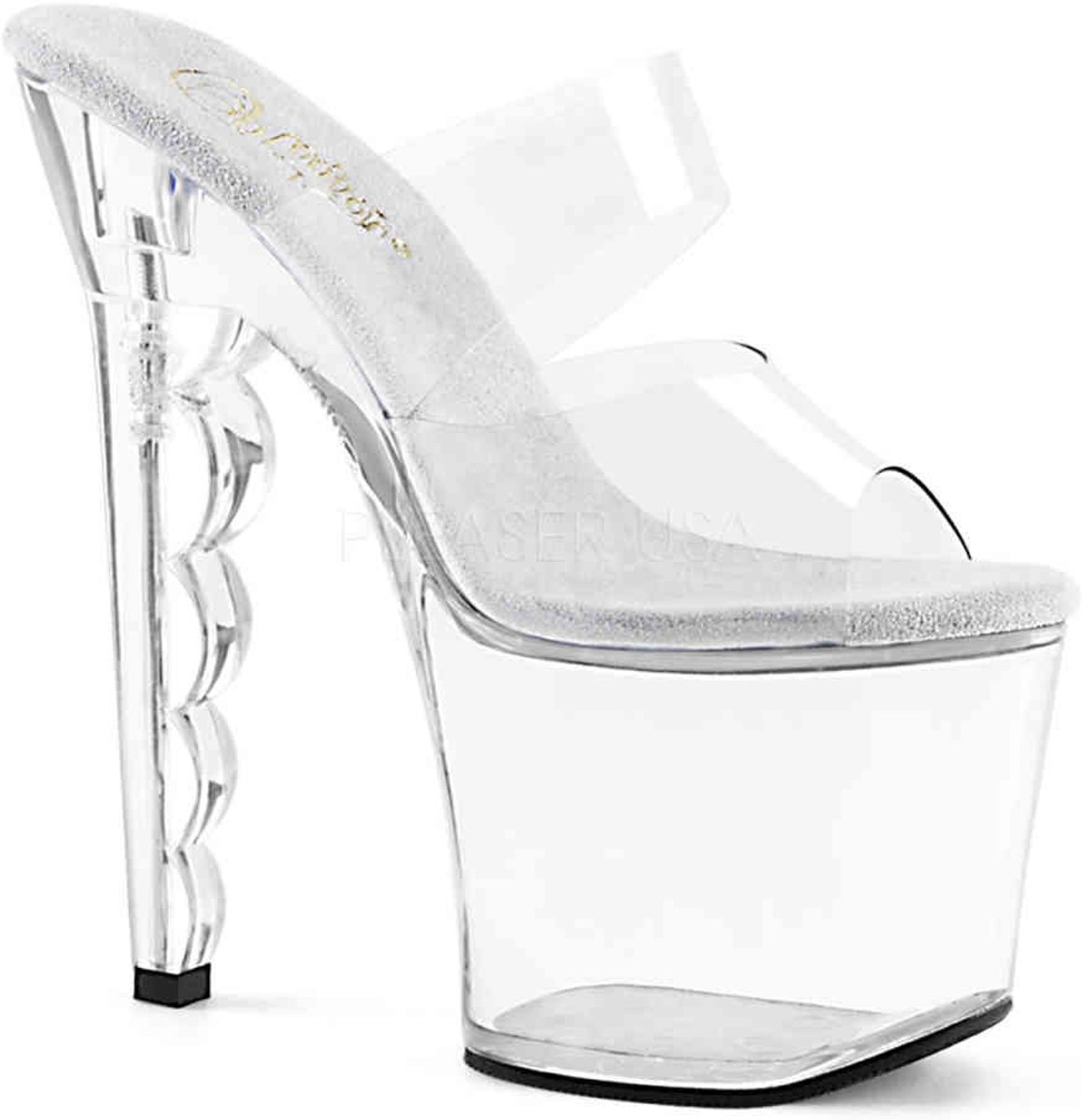 RADIANT-708LG (EU 35 = US 5) 7 Heel, 3 1/4Ankle Strap Sandal w/ Glitter Bottom