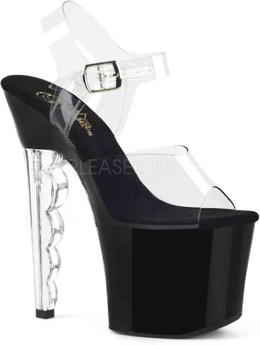 RADIANT-708LG (EU 36 = US 6) 7 Heel, 3 1/4Ankle Strap Sandal w/ Glitter Bottom