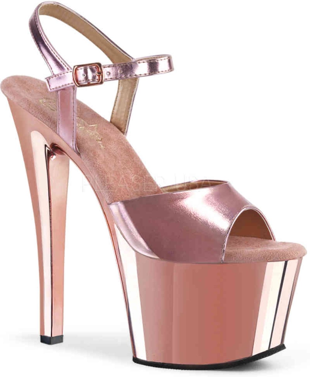 SKY-308G-T (EU 36 = US 6) 7 Heel, 2 3/4 PF Ankle Strap Sandal w/ Tinted Heel