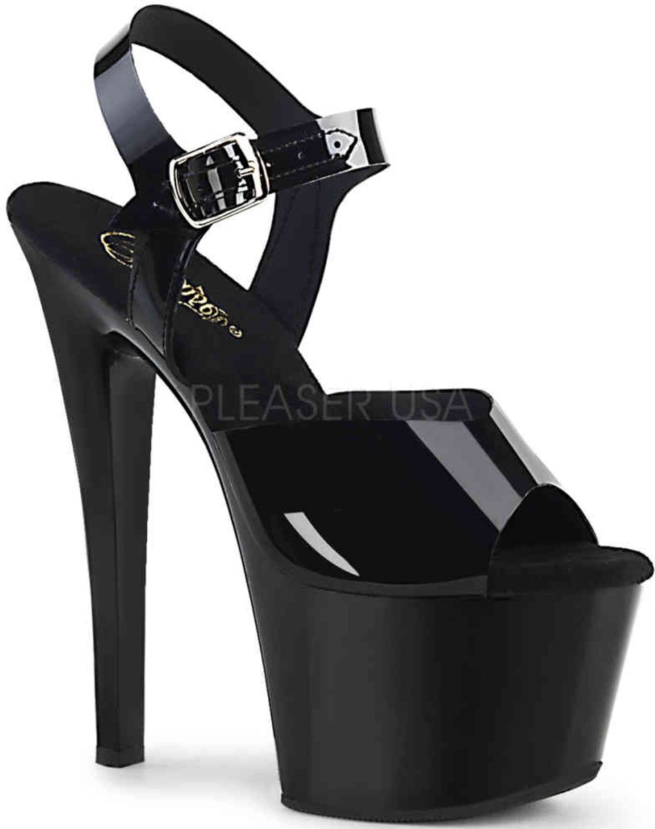 SKY-308GF (EU 36 = US 6) 7 Heel, 2 3/4 Glitter Filled PF Ankle Strap Sandal