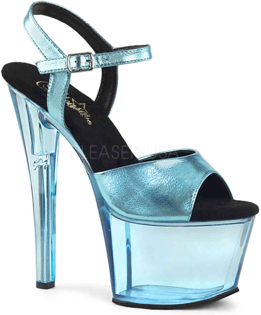 SKY-308TT (EU 39 = US 9) 7 Heel, 2 3/4 PF Ankle Strap Sandal w/ Contrast Bottom