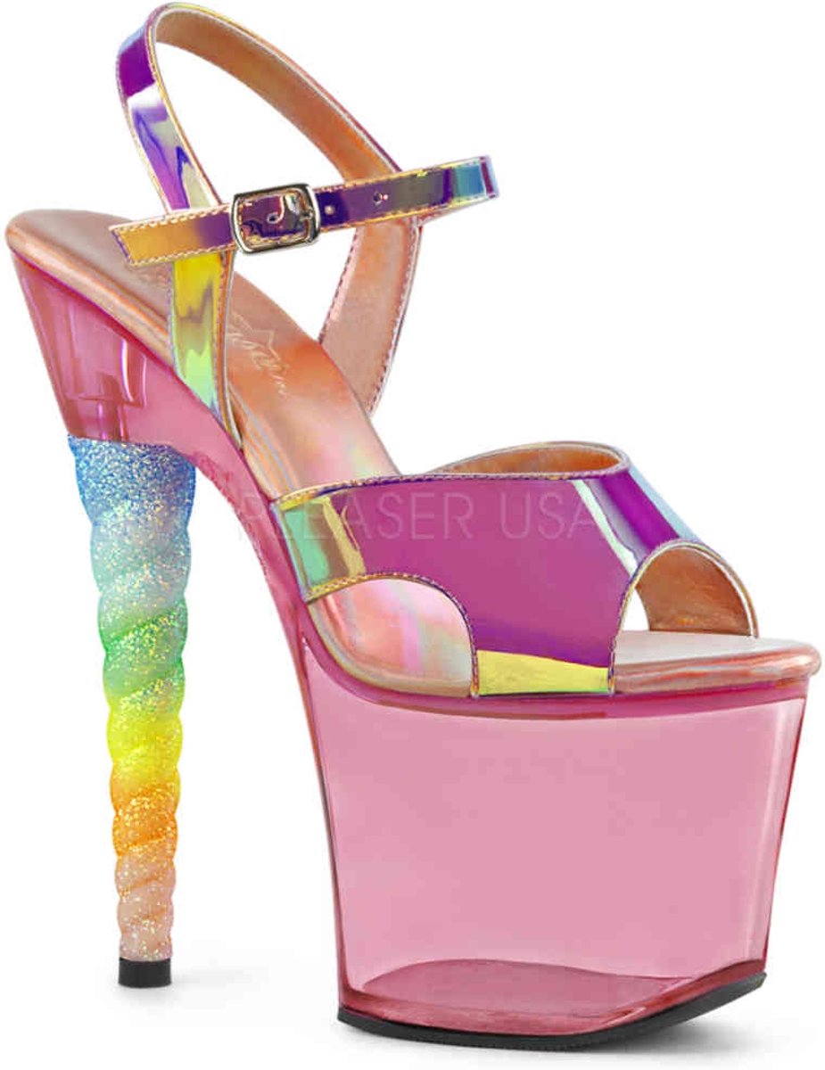 SKY-309MT (EU 36 = US 6) 7 Heel, 2 3/4 Tinted Platform Ankle Strap Sandal