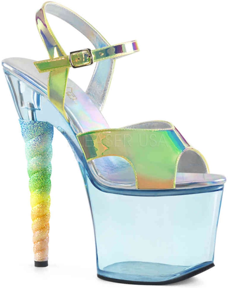 SKY-309MT (EU 39 = US 9) 7 Heel, 2 3/4 Tinted Platform Ankle Strap Sandal