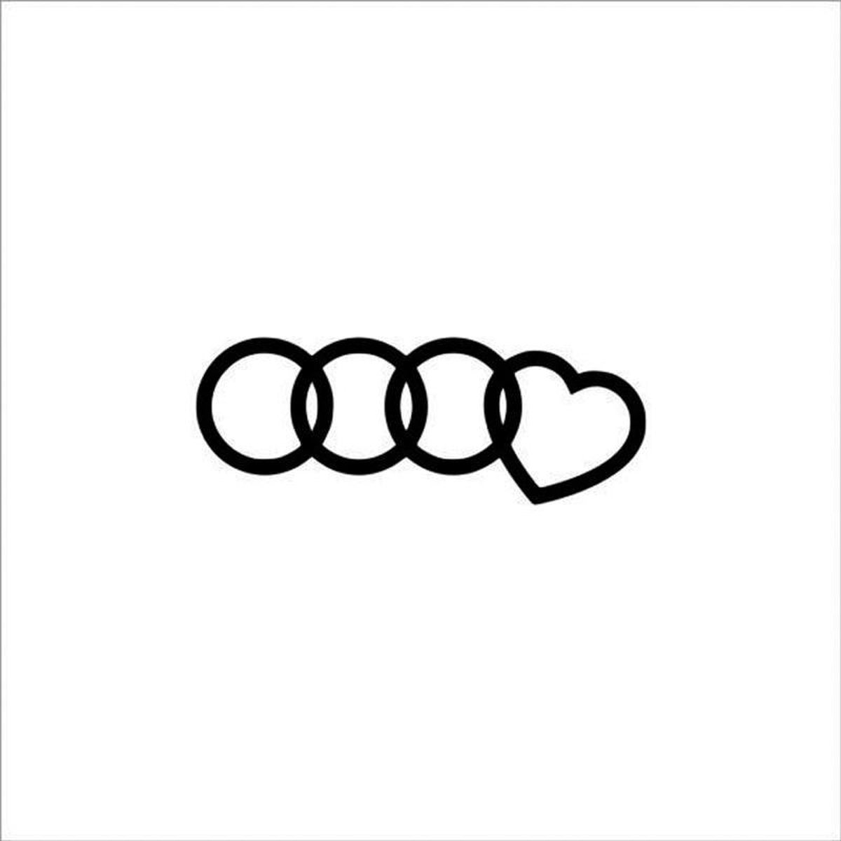 Audi Logo Hart (sticker) (wit) (20x15)