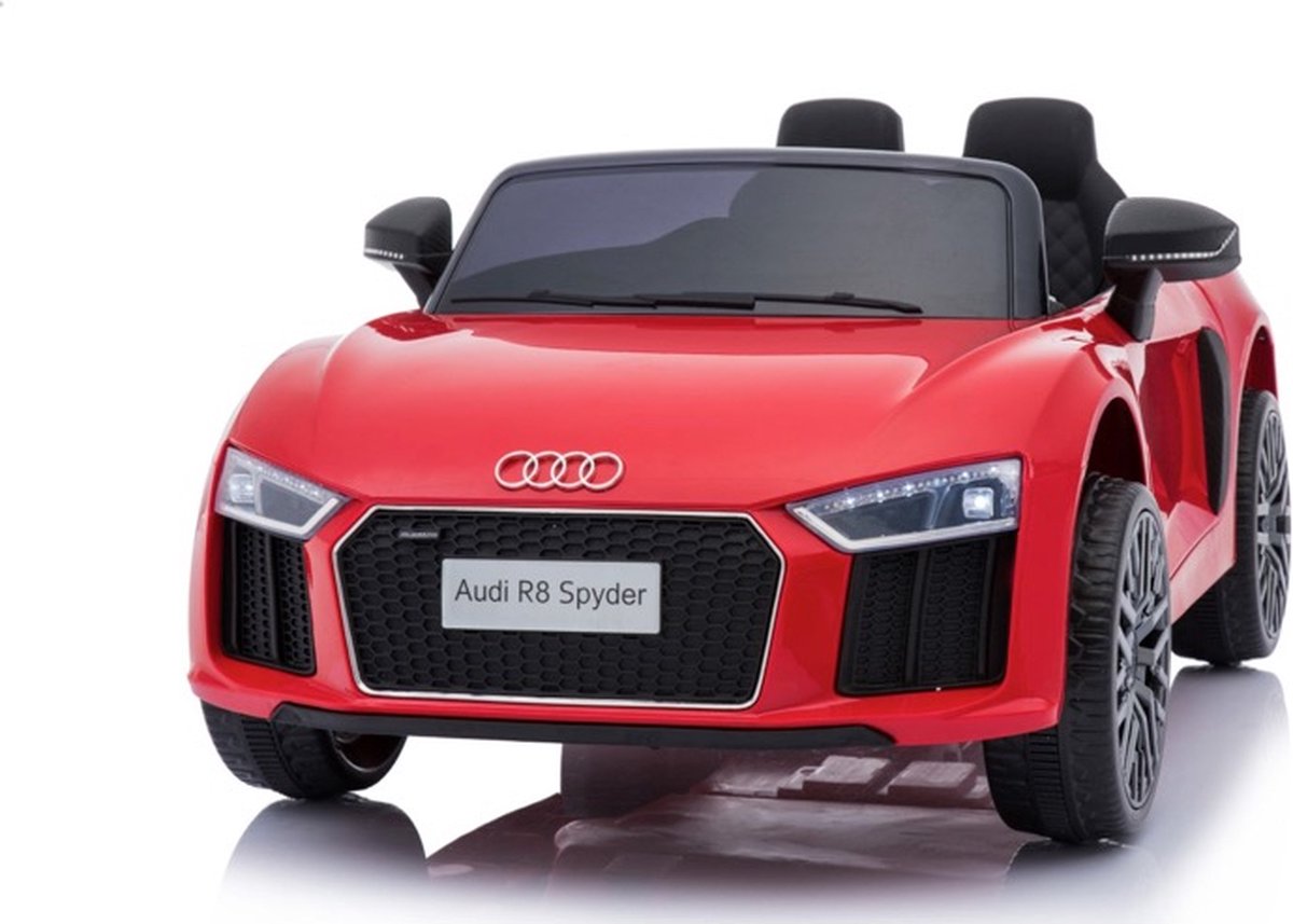 Elektrische Kinderauto Audi R8 Spyder 12v - Rood - Accu Auto Met Afstandbediening - Muziek Modulen - MP3 - USB - Rubberen EVA Banden - Kunst Lederen Zitje Met Gordel