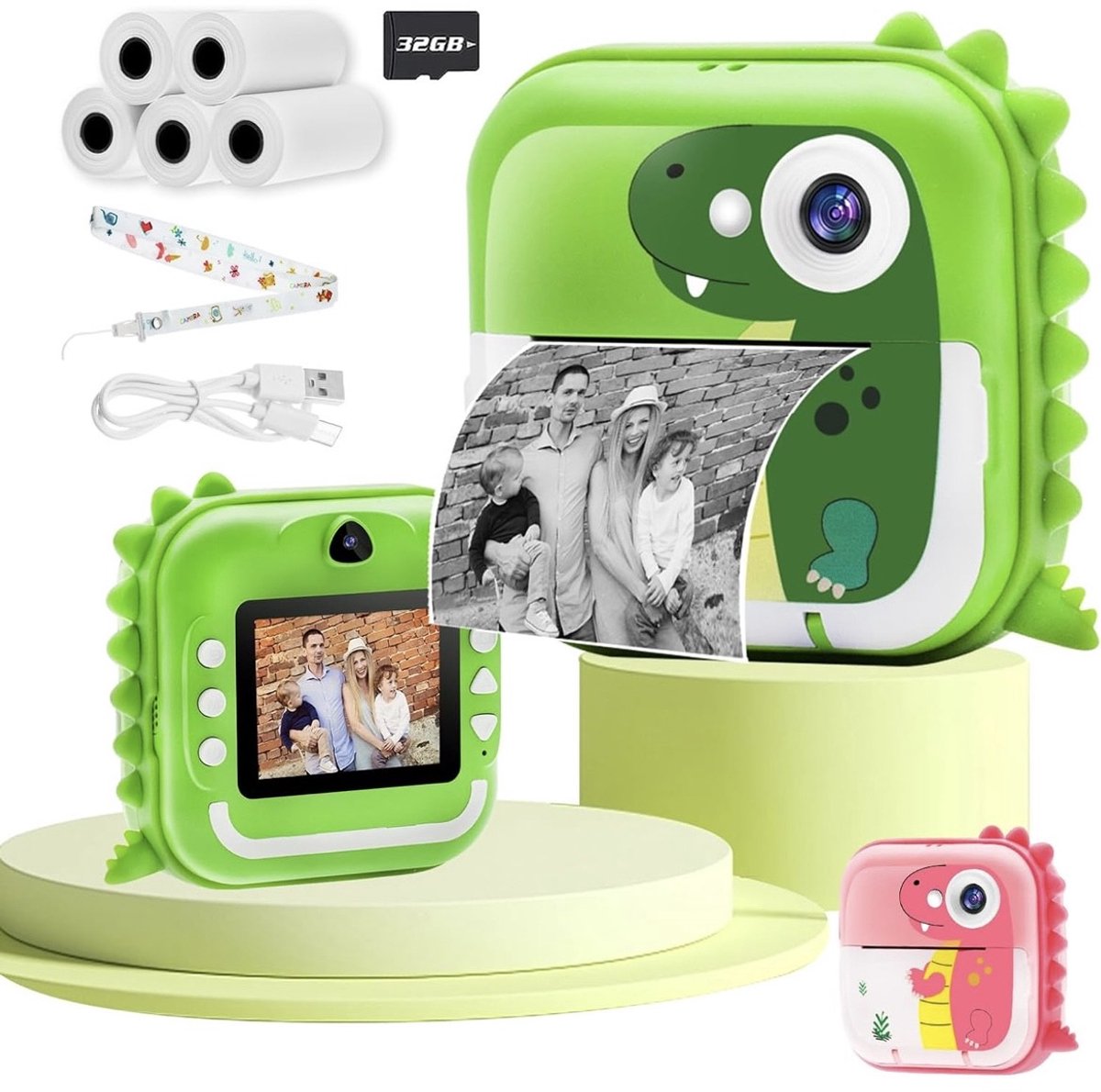 Instant camera voor kinderen - Digitale camera - Fotos afdrukken - 32GB SD kaart - Video camera