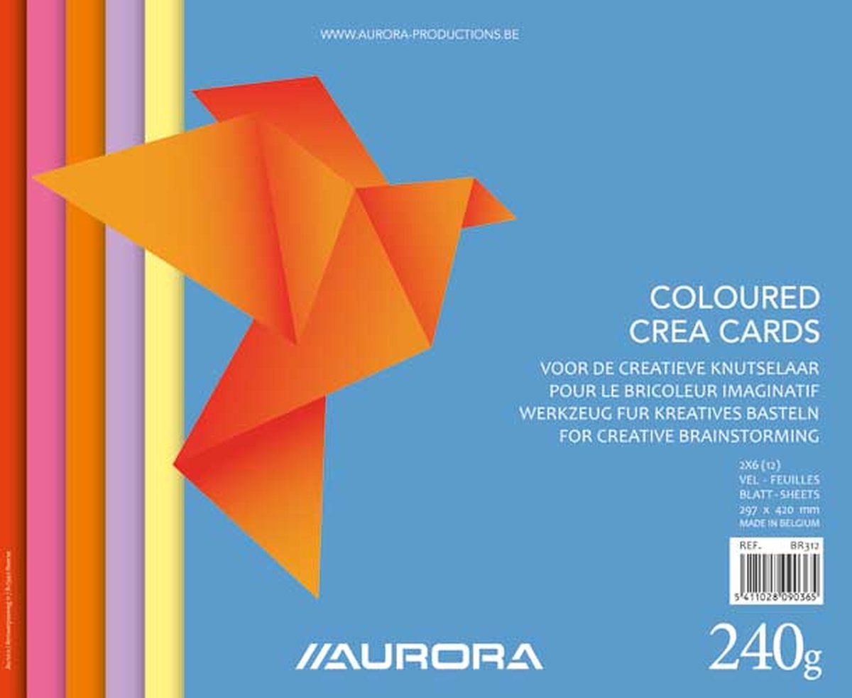 Aurora Crea Cards/Tekenvellen A3 - 6 kleuren - Pak van 5