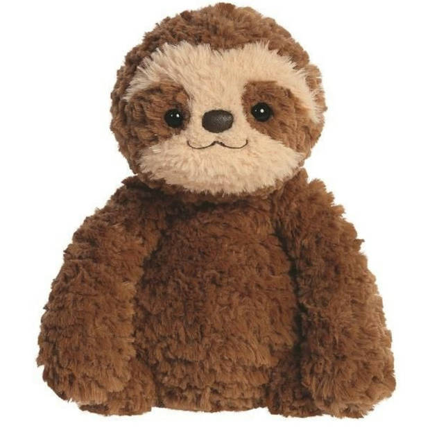   Eco Nation Pluche knuffeldier luiaard - bruin - 27 cm - bosdieren thema - Knuffel bosdieren