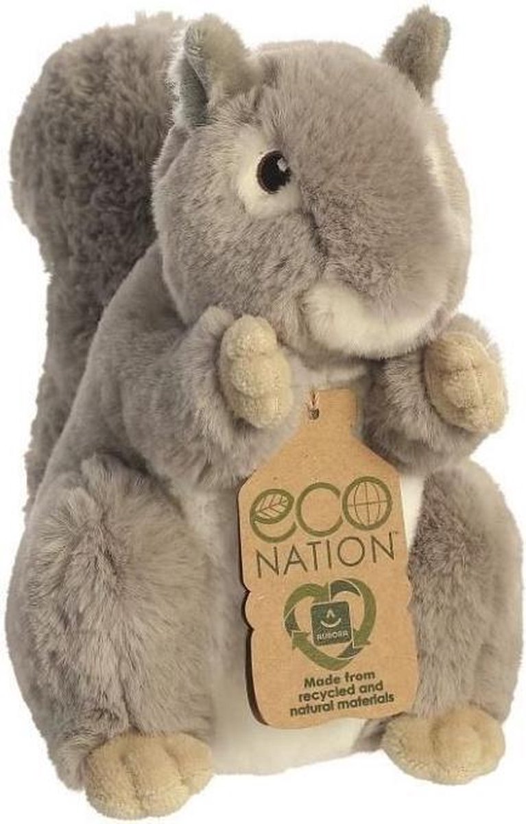 Aurora Knuffel Eco Nation Eekhoorn 20,5 Cm Pluche Grijs