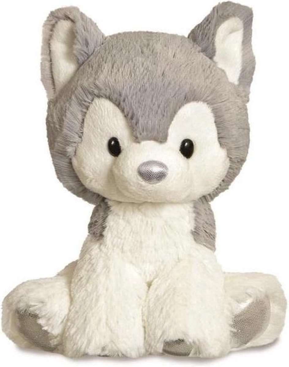 Aurora Knuffel Glitzy Tots Husky 20 Cm Pluche Wit/grijs