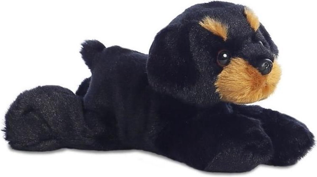 Aurora Knuffel Mini Flopsie Rottweiler 20,5 Cm Pluche Zwart