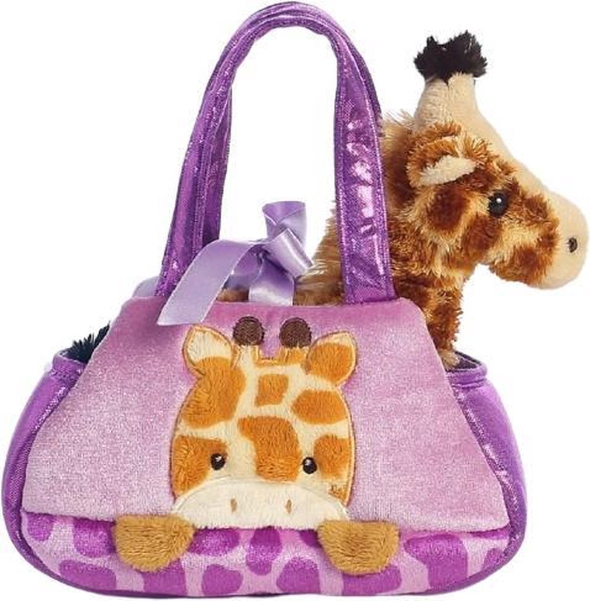 Aurora Knuffelgiraffe In Tas Meisjes 20,5 Cm Pluche Paars