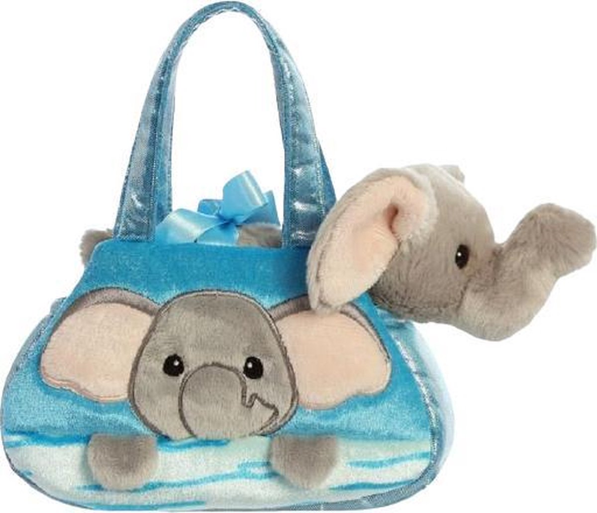 Aurora Knuffelolifant In Tas Meisjes 20,5 Cm Pluche Blauw