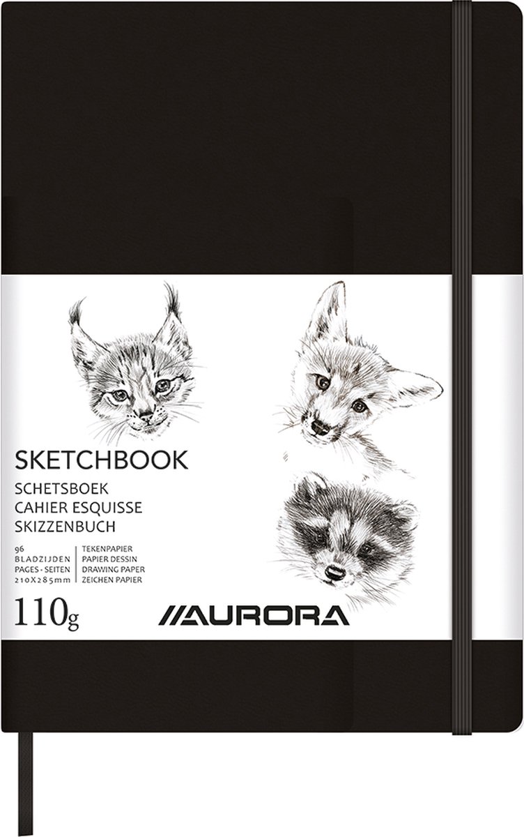 Aurora Schetsboek - Tekenboek - A4 - 110g - Zwart - 96 Bladzijden