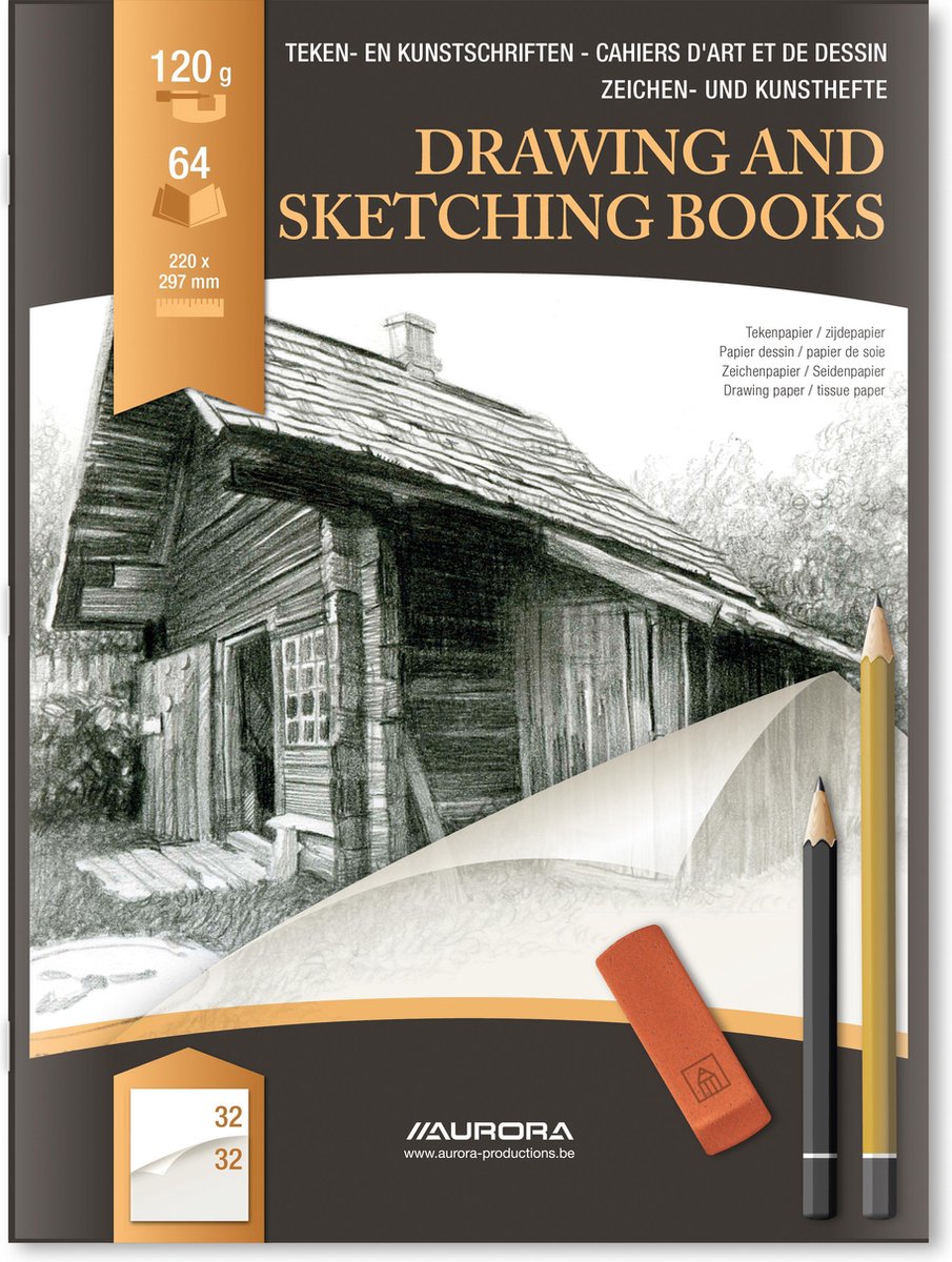   Teken- en Kunst Schrift A4-plus, 64 bladzijden, met zijdepapier, pak van 20