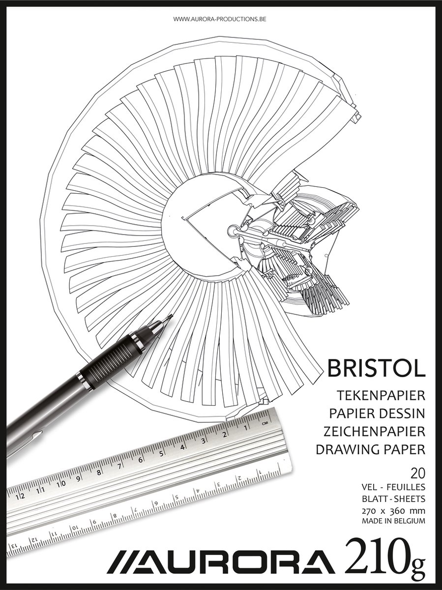 Aurora Tekenblok Bristol 27x36 cm 20 vel 210 grams, 10 stuks