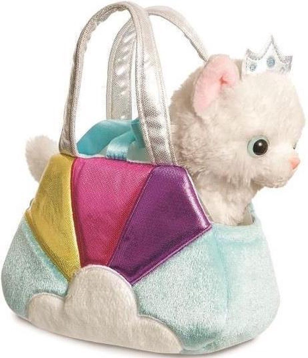 knuffelkat regenboog junior 20 cm pluche wit