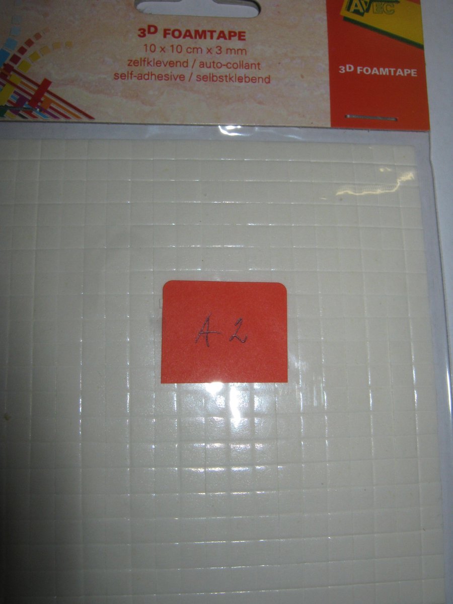 3D zelfklevend Foamtape 10 x 10cm 3mm wit