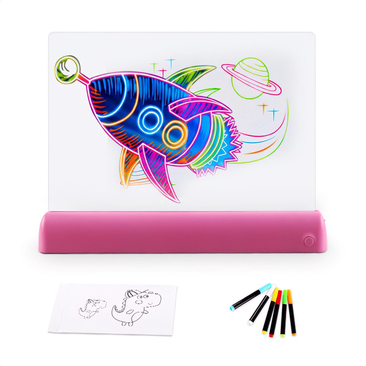 Avenq Magic Drawing Board - Magisch Tekenbord - 3D Effect Tekenen - Tekenen Met Licht - Inclusief 6 stiften - LED