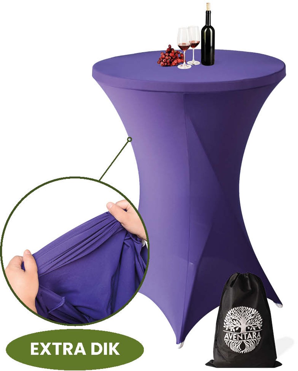 Statafelrok Paars x 1 – ∅80-85 x 110 cm – Luxe Extra Dikke Stretch Stof – Inclusief Opbergtas – Kras- en Kreukvrije Statafelhoes – Perfect voor Horeca, Bruiloften en Feesten