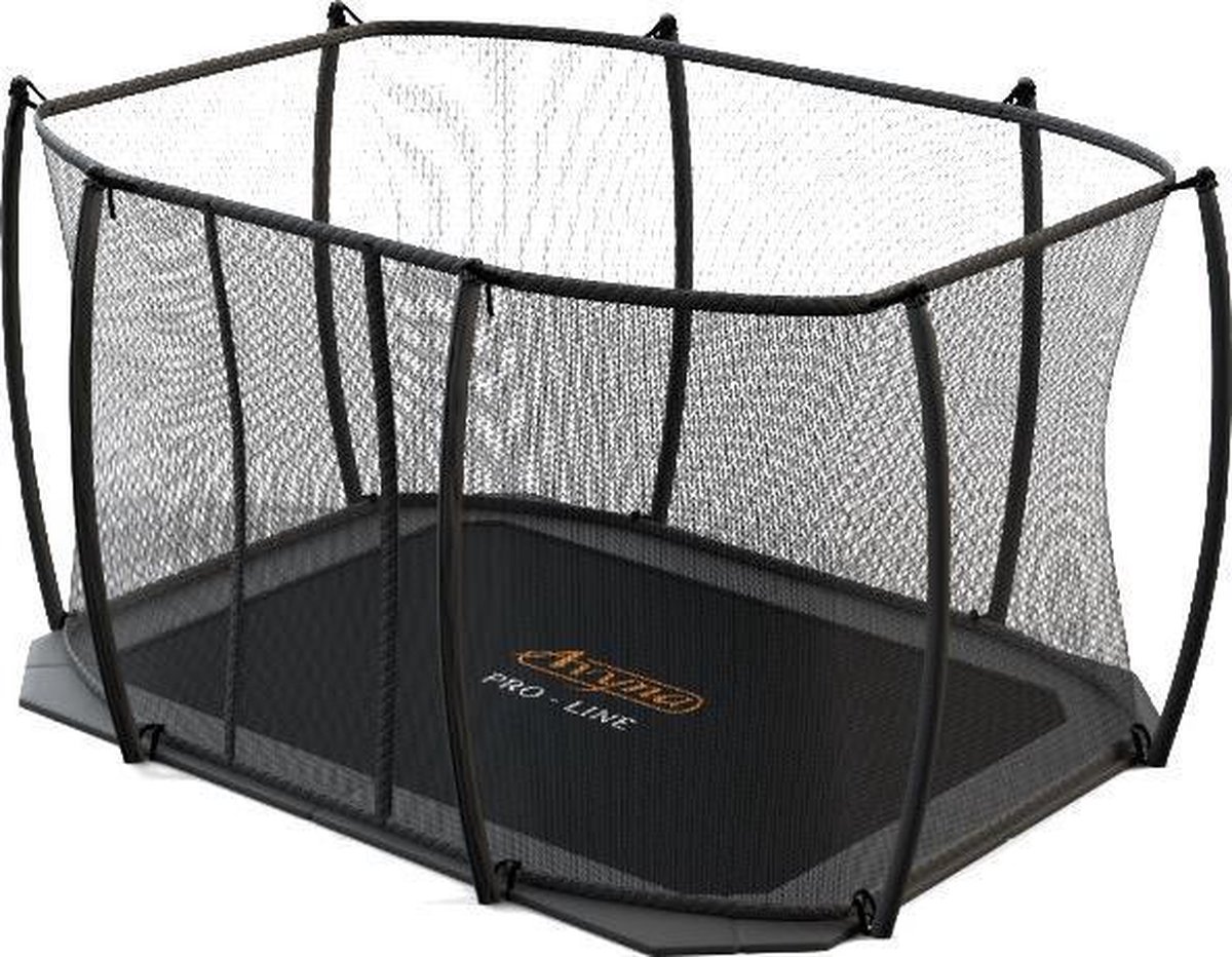   Veiligheidsnet gebogen palen tbv trampoline set 352 - L520 x B305 cm - Grijs