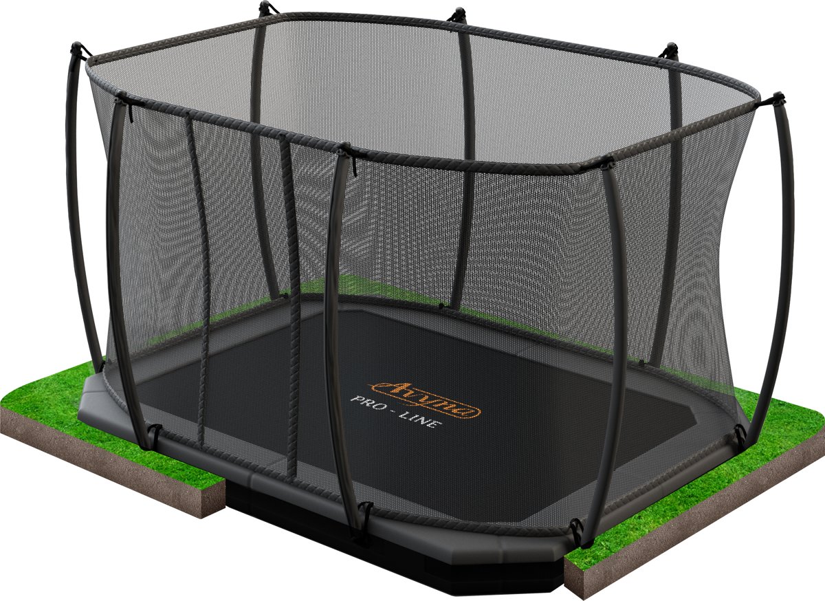 Pro-Line 315x225 FlatLevel trampoline met net, grijs