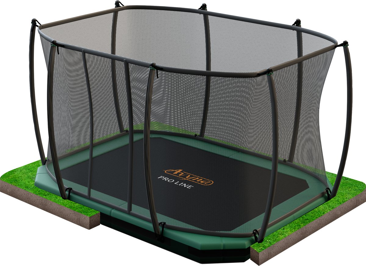 Pro-Line 315x225 FlatLevel trampoline met net, groen