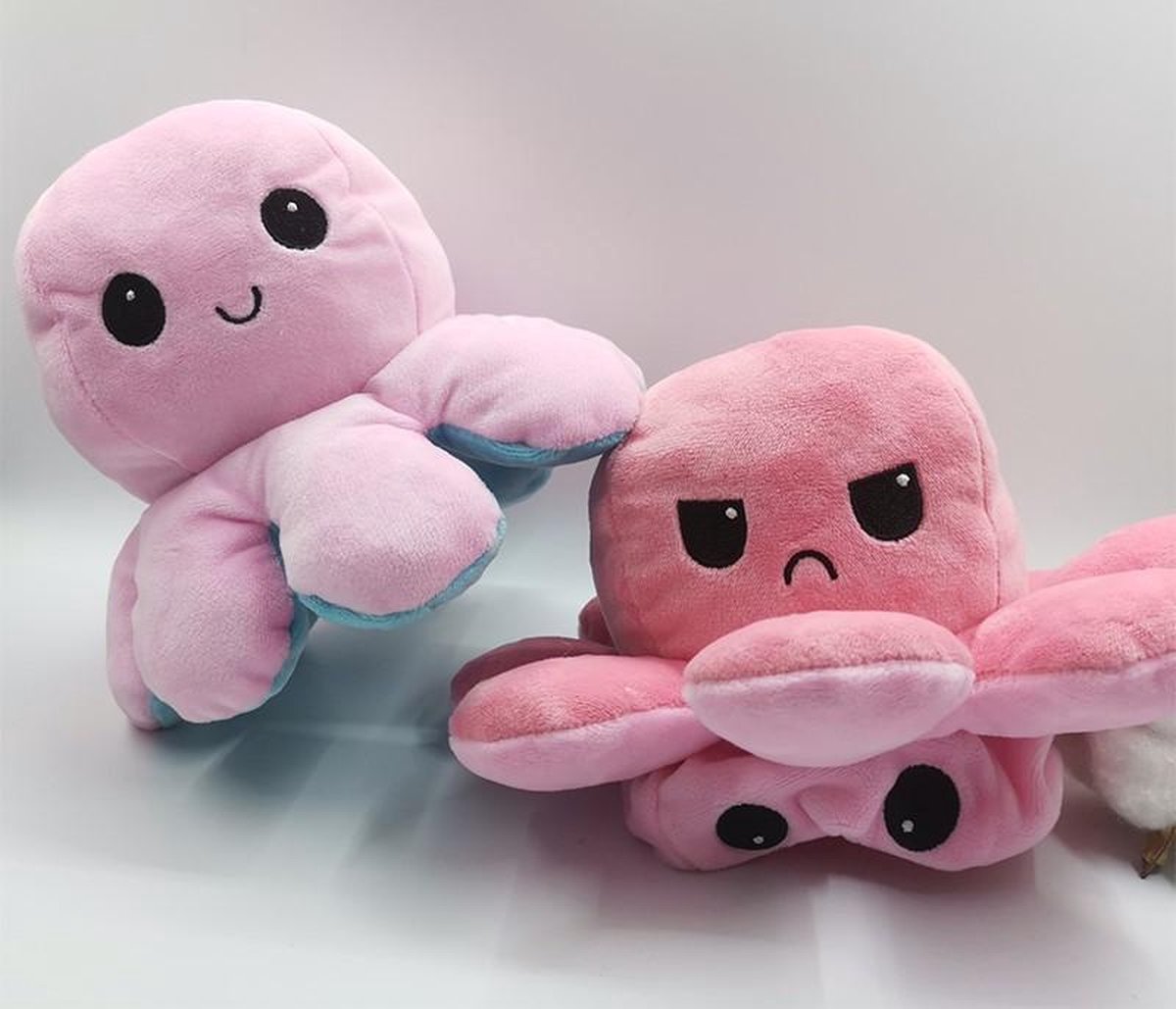 Omkeerbare Octopus knuffel – Nieuwe Rage - Blauw roze – Mood Knuffel – Emotie Knuffel – Boos en Blij knuffel