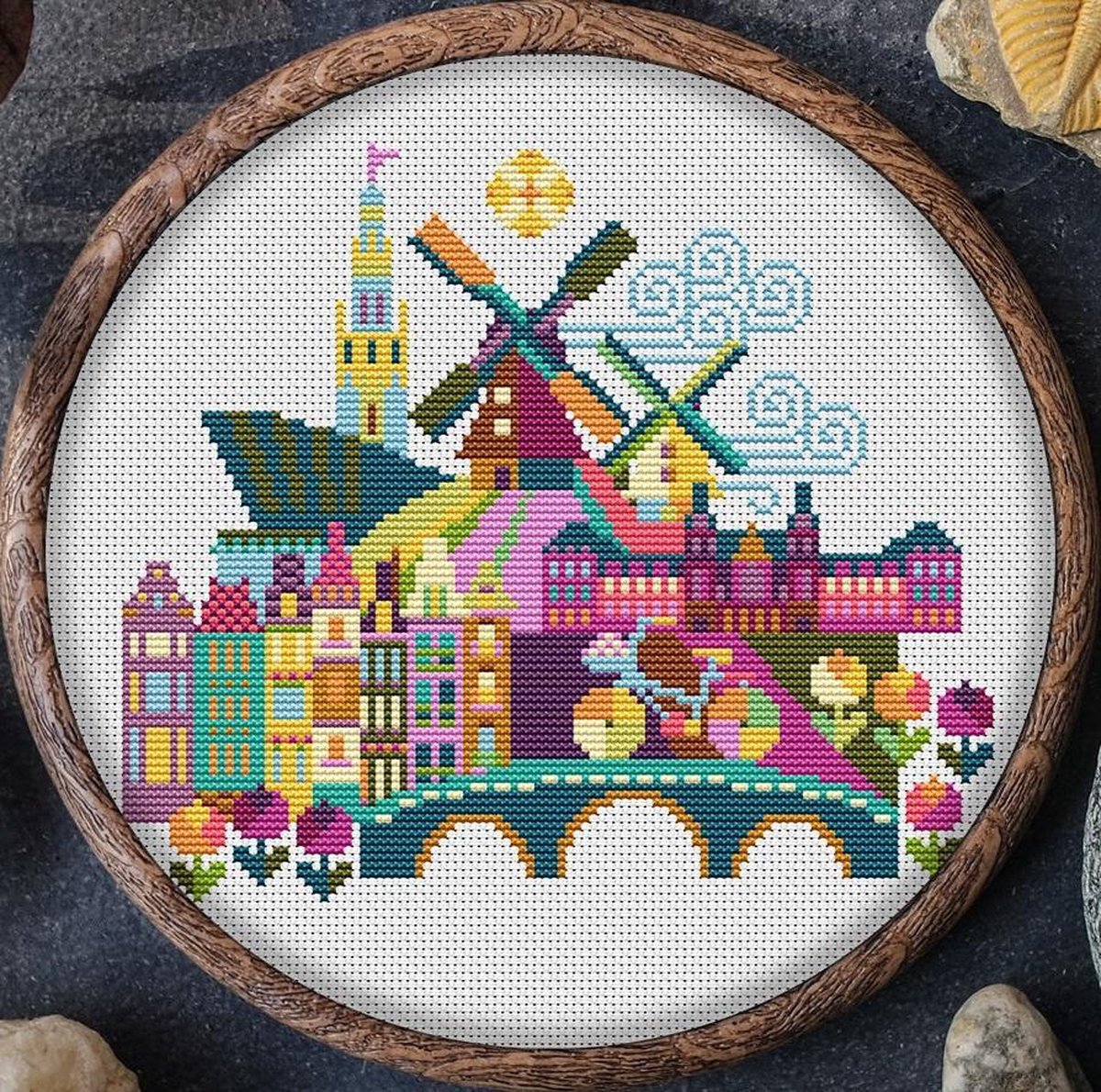 Borduurpakket AMSTERDAM - MANDALA borduren  - STEDEN VAN DE WERELD