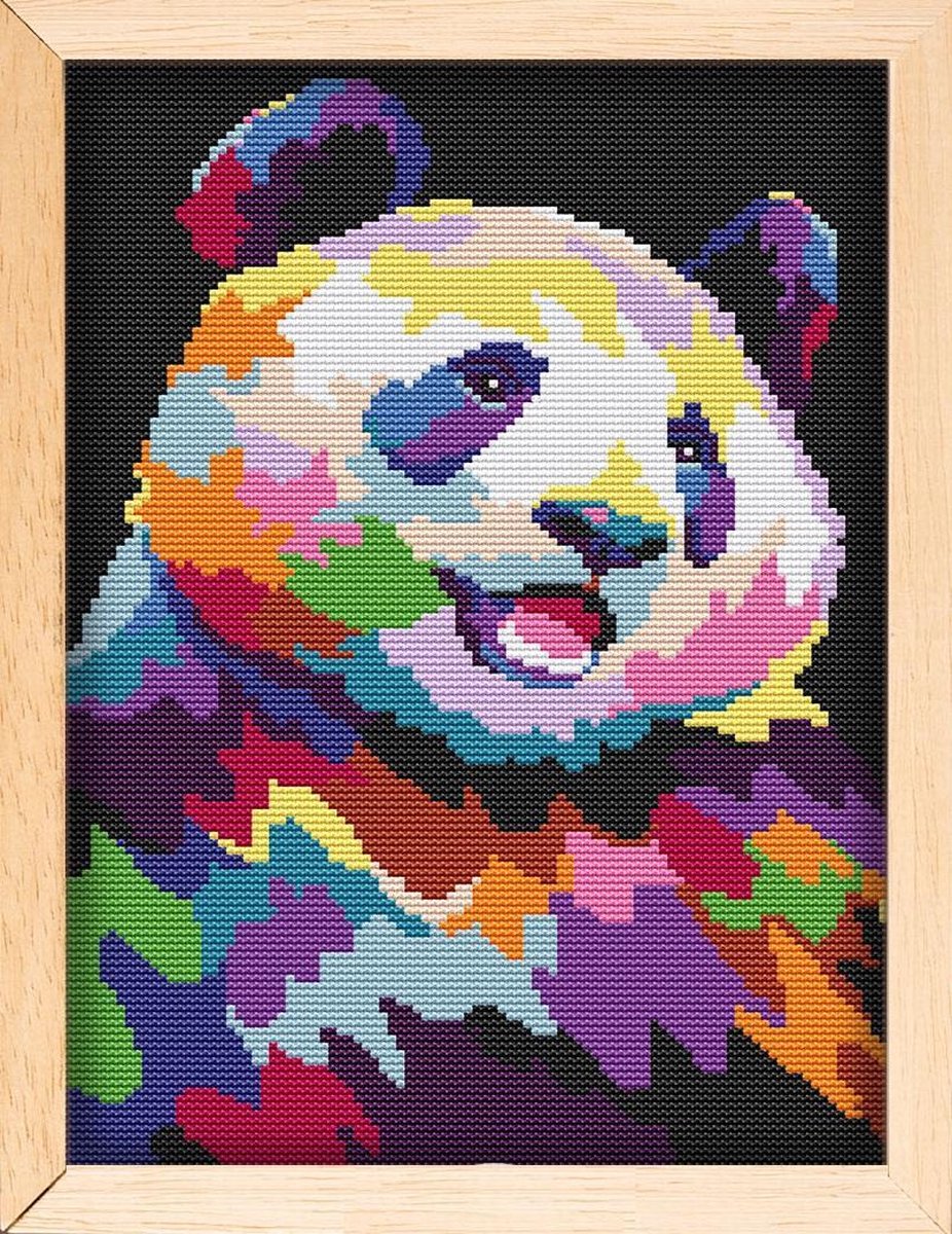 Borduurpakket COLOURFUL PANDA