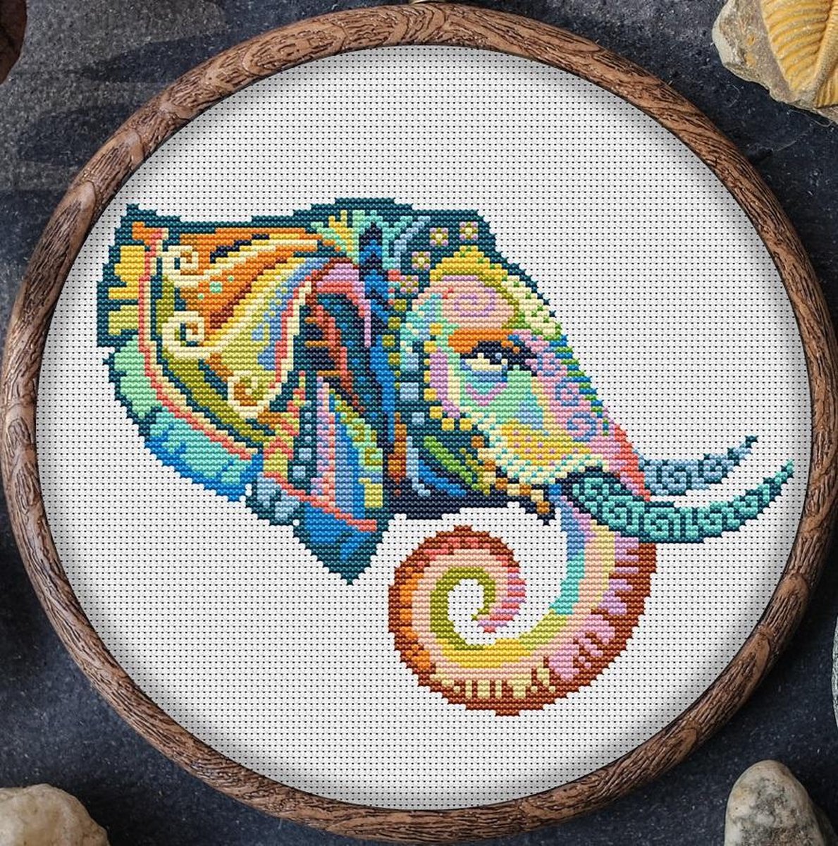 Borduurpakket MANDALA - OLIFANT (HOOFD)