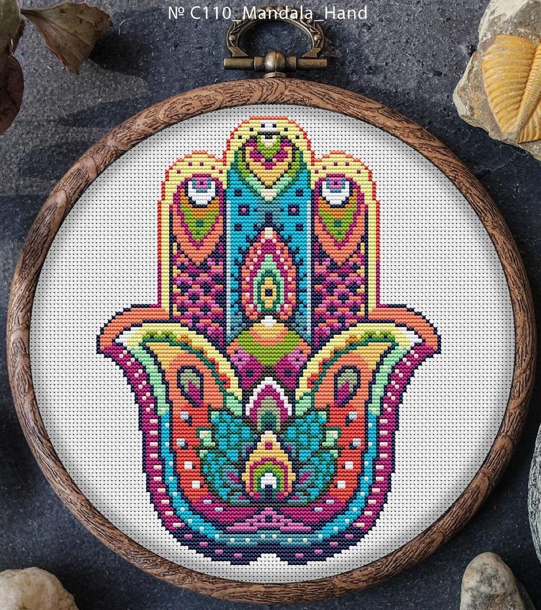 Borduurpakket MANDALA HAMSA HAND