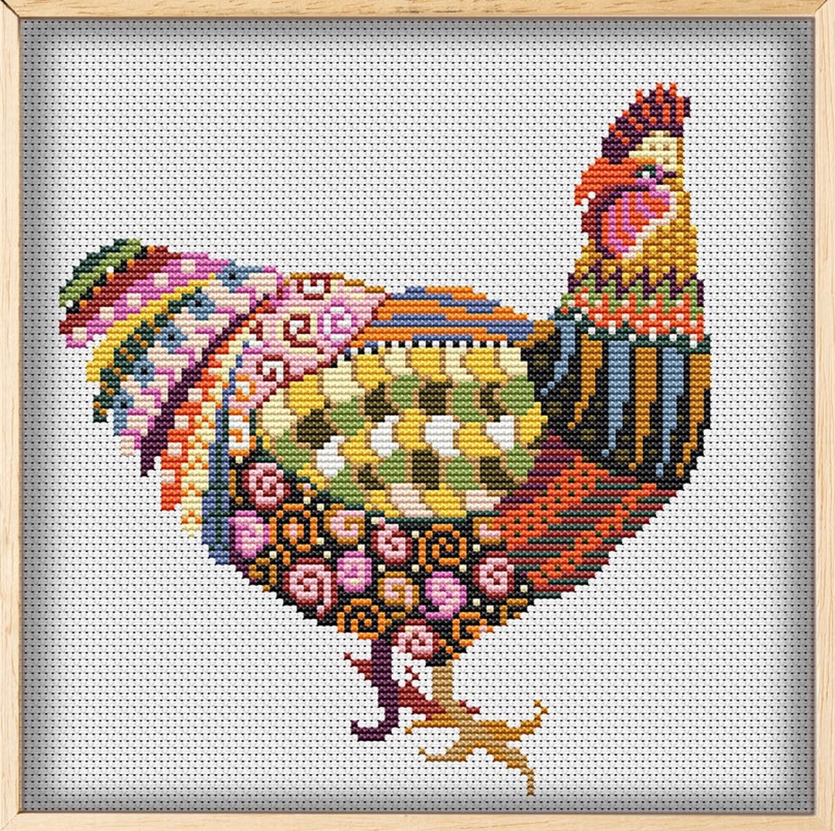 Borduurpakket MANDALA HEN - AWSOME PATTERNS - telpatroon om zelf te borduren